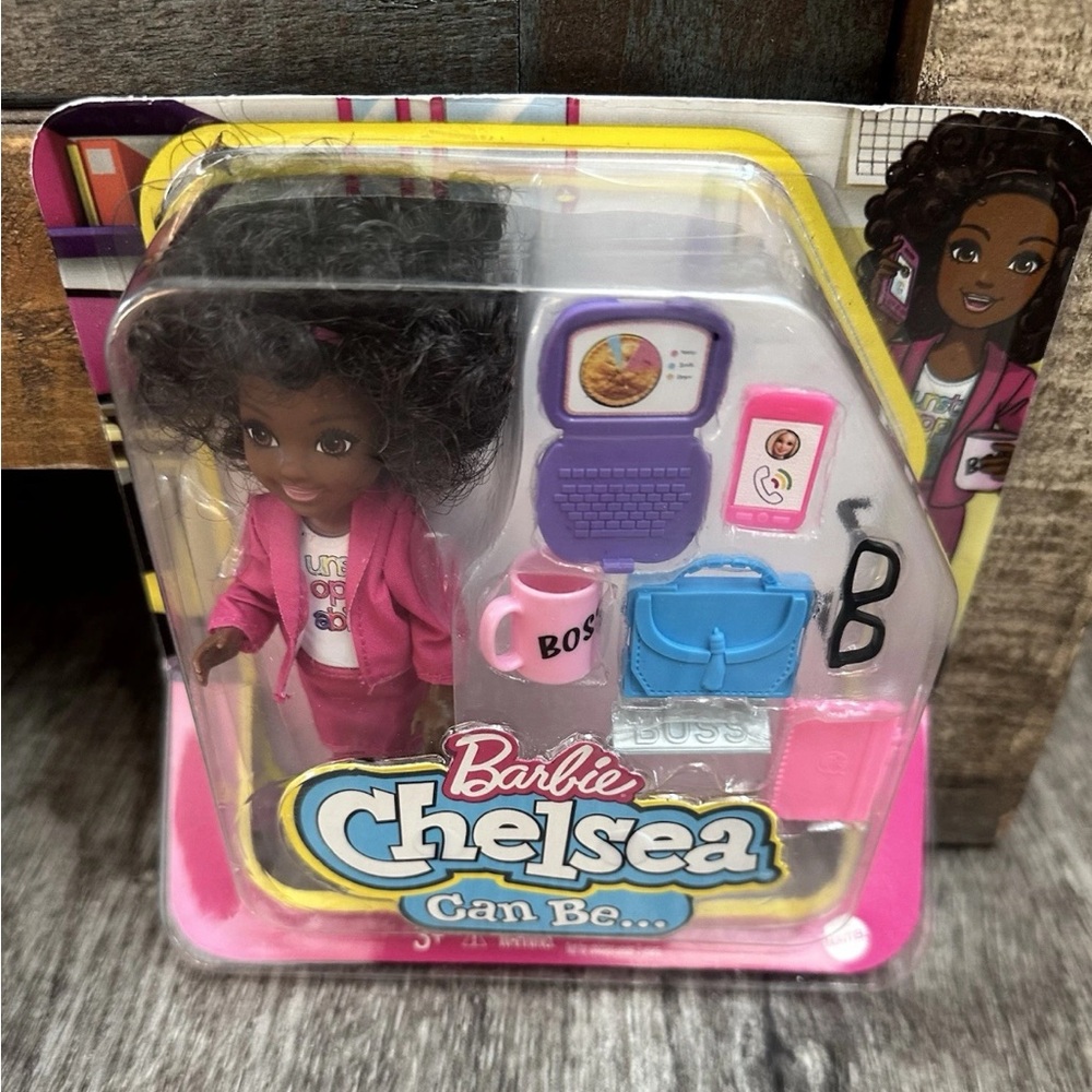 NEW Barbie Chelsea Can Be Anything Boss Doll in Pink Suit with Curly Hair 2020